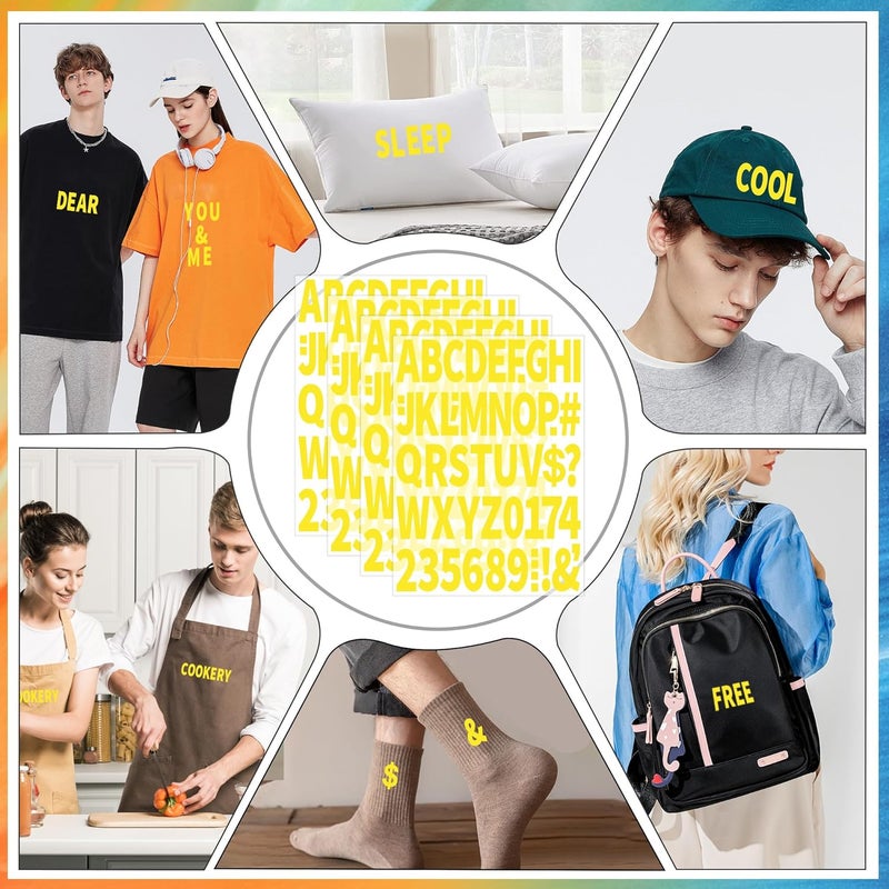 Metsyth 12 Sheets 612 Pieces Iron on Letters and Numbers for Clothing 2 Inch Iron on Letter Patches Large with PU Heat Transfer Alphabet Adhesive Stickers for Fabric T-Shirt Jersey DIY Craft,Yellow - Image 5